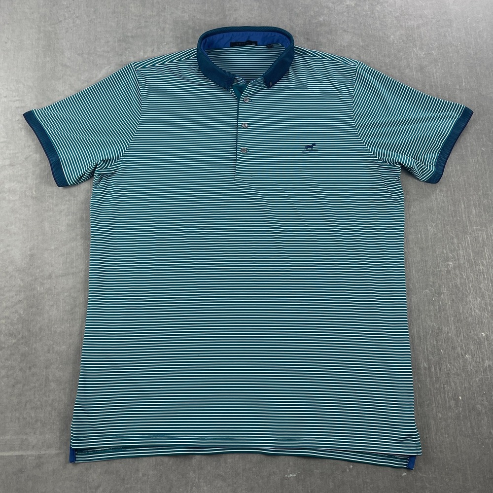 Greyson Mens XXL Green Striped Polo Shirt Performance Golf